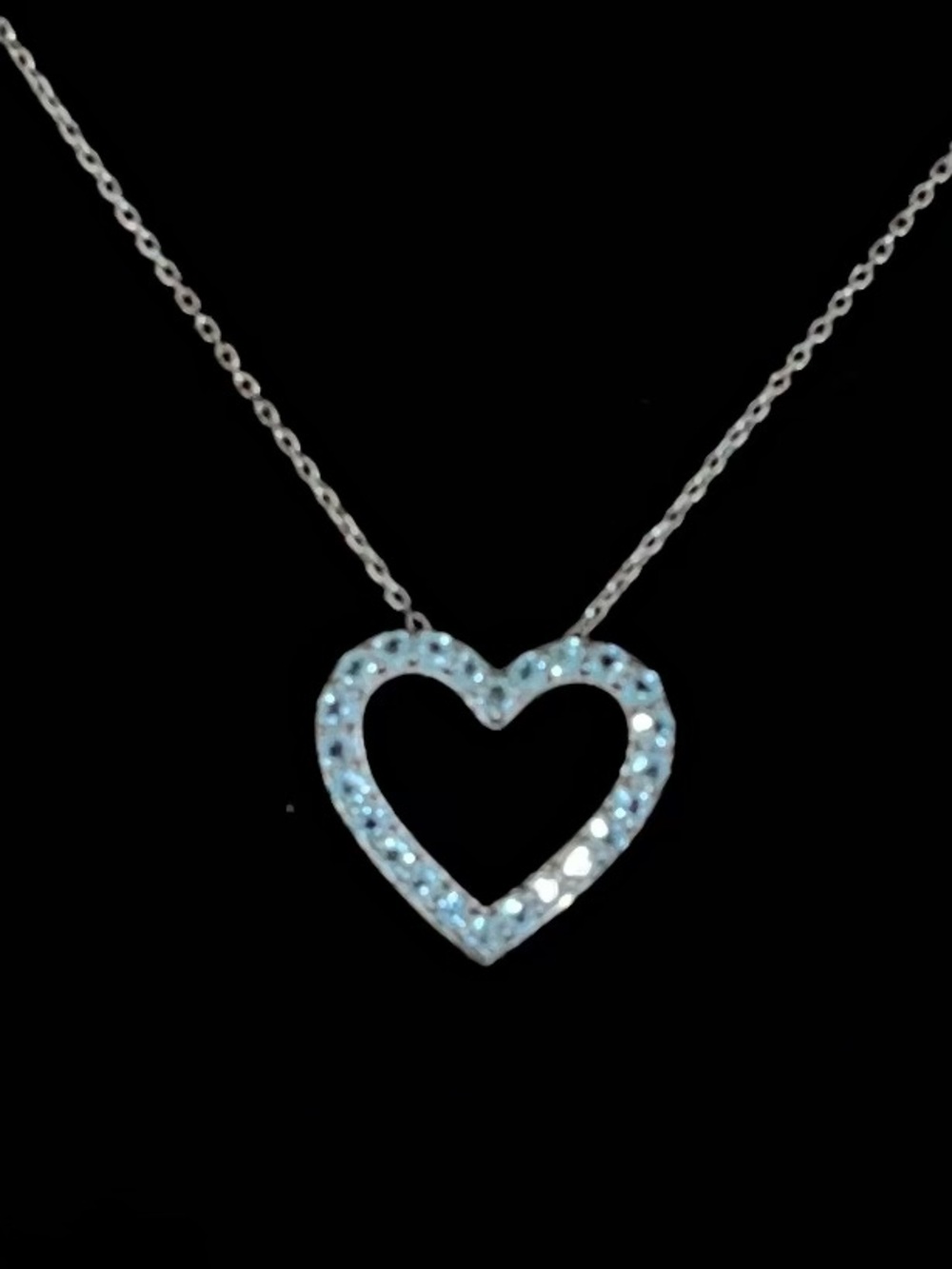 Blue Topaz December Stone Sterling Silver 925 Heart Necklace